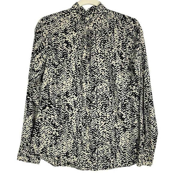 J. Crew Strada Fan Placket Perfect Shirt, Black/Cream, 100% Cotton, size 4 - Picture 6 of 13